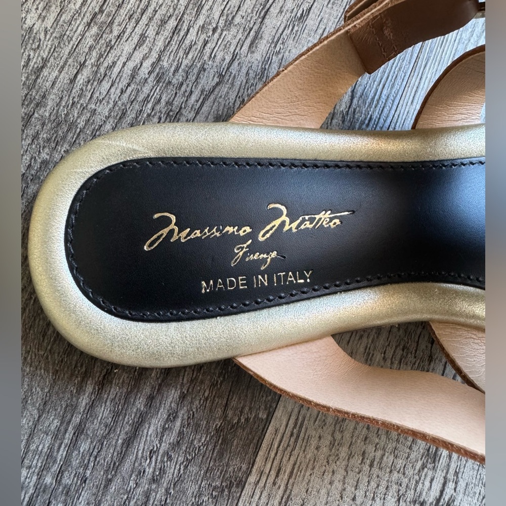 Massimo Matteo Tan, Black & Gold Accent Women’s Strap Sandals - Picture 4 of 6